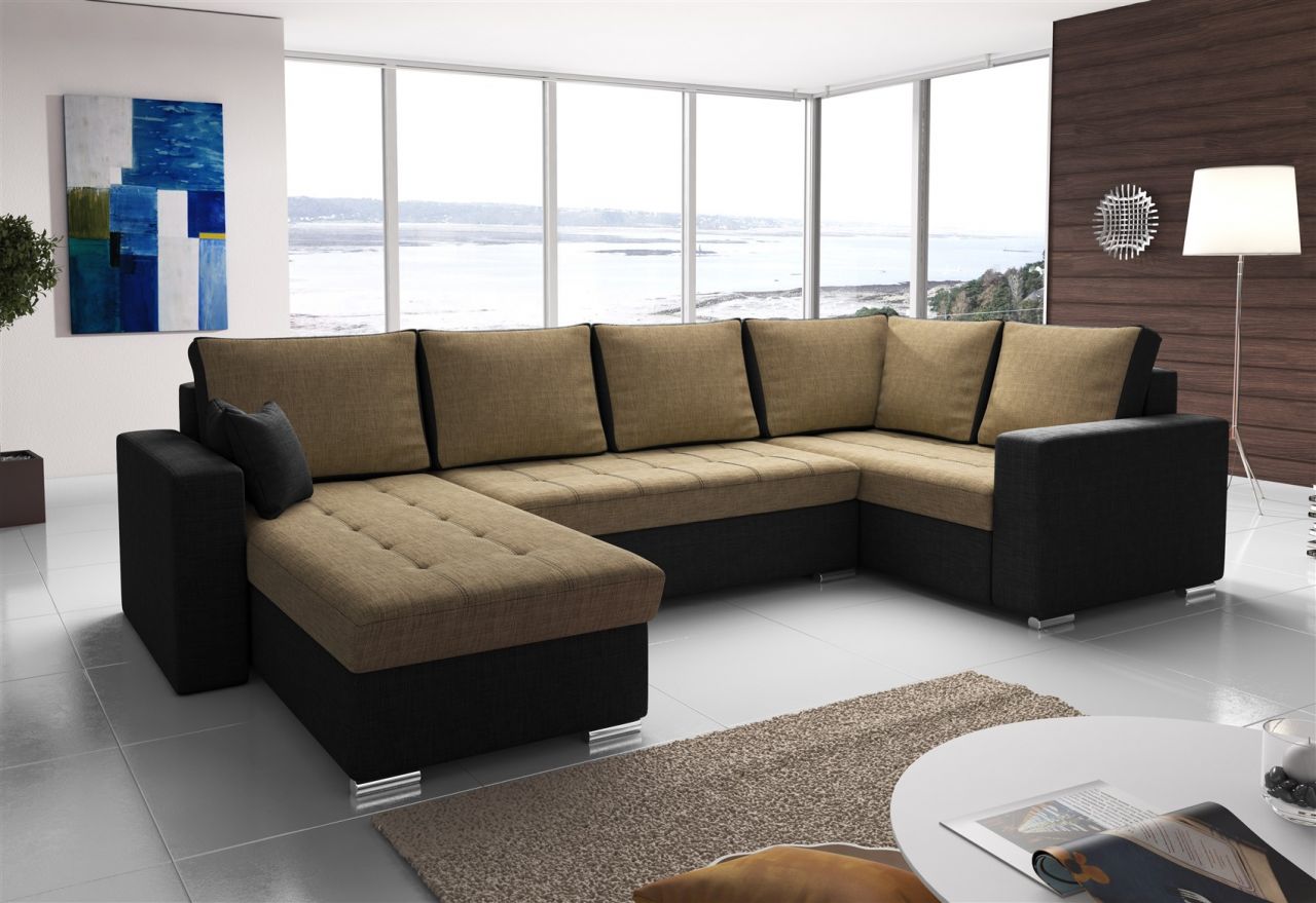 Couchgarnitur FANO mit Schlaffunktion Otto..Links Schwarz/ Sand