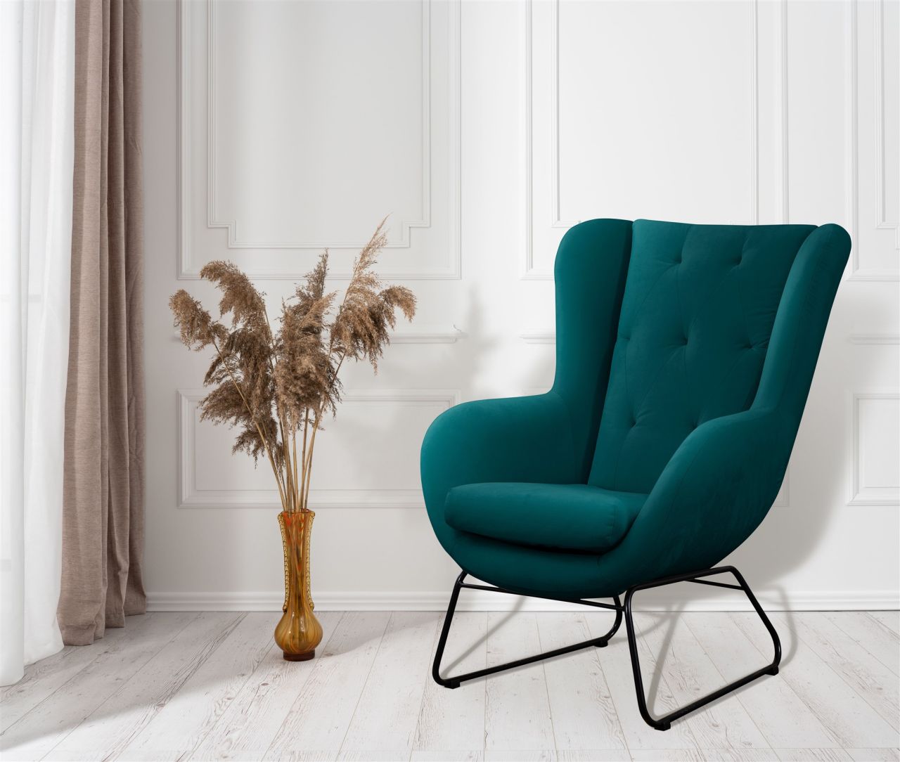 Sessel Designersessel ARTEMIS in Stoff Kronos Meeresgrün