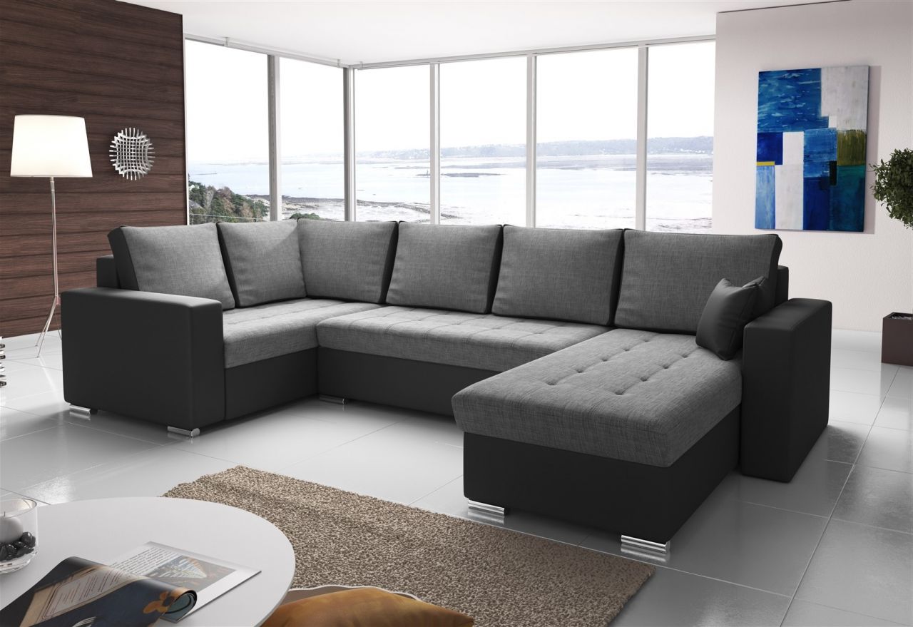 Couchgarnitur FANO mit Schlaffunktion Otto..Rechts Schwarz / Hellgrau