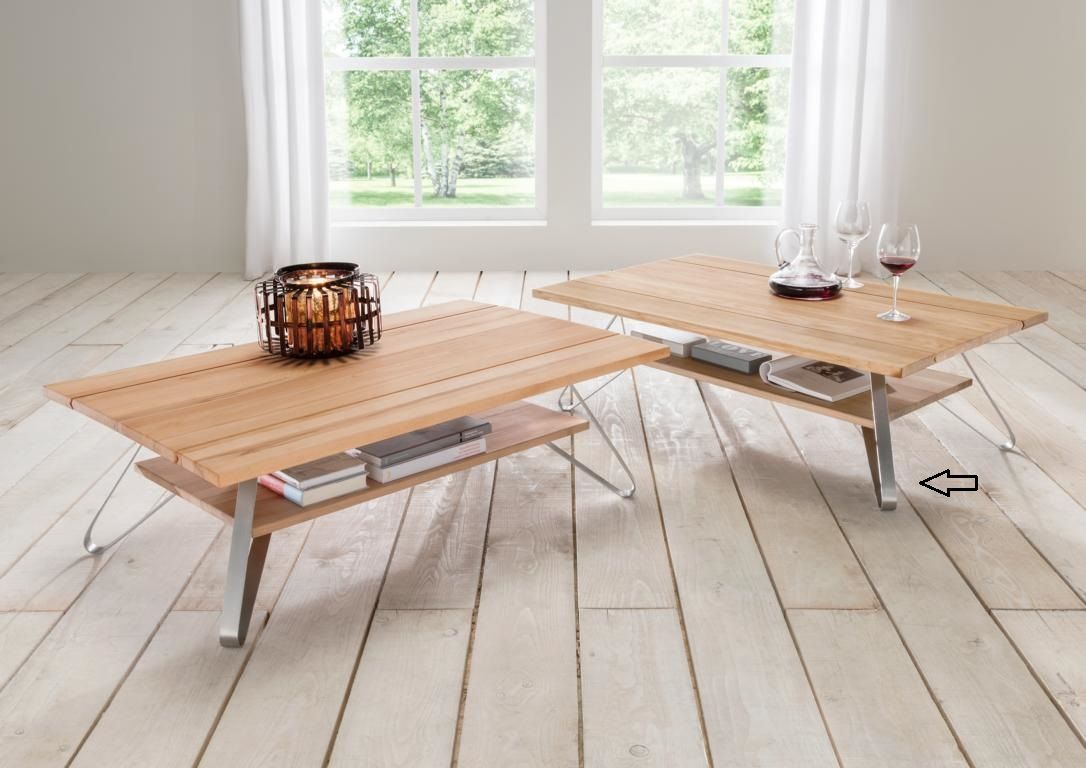 Zeitloser Couchtisch - Veli - Wildeiche Massiv geölt 115 x 75 cm