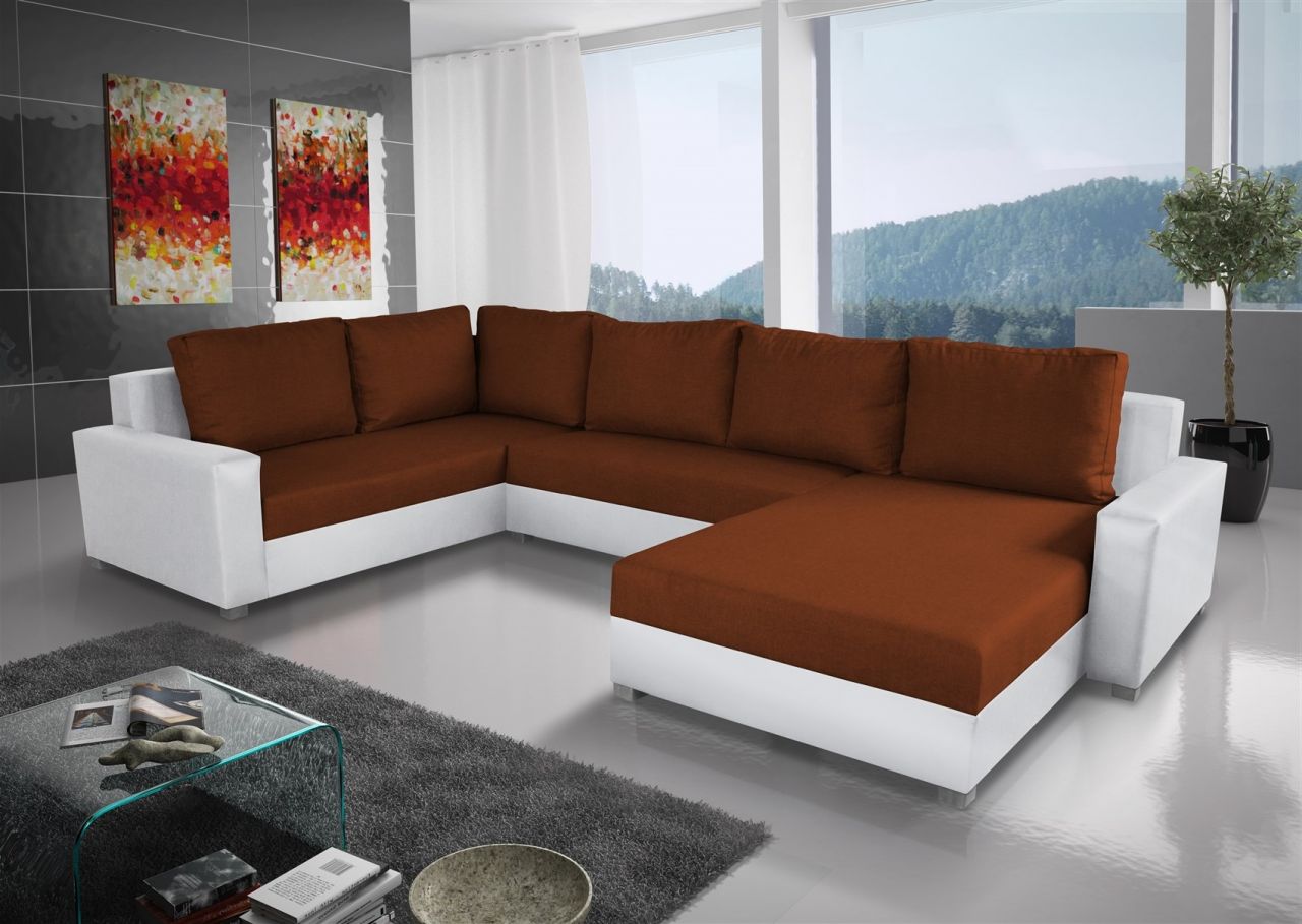 Couchgarnitur GRADO mit Schlaffunktion Otto.. Rechts Weiss/ Kupfer