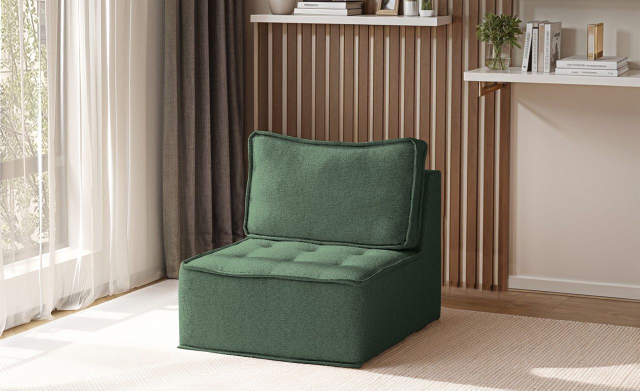 Sessel SANDE 1-Sitzer Modul Stoff Raven Flaschengrün