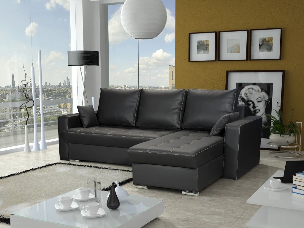 Ecksofa Sofa ADARA mit Schlaffunktion Kunstleder Schwarz Otto.. Rechts