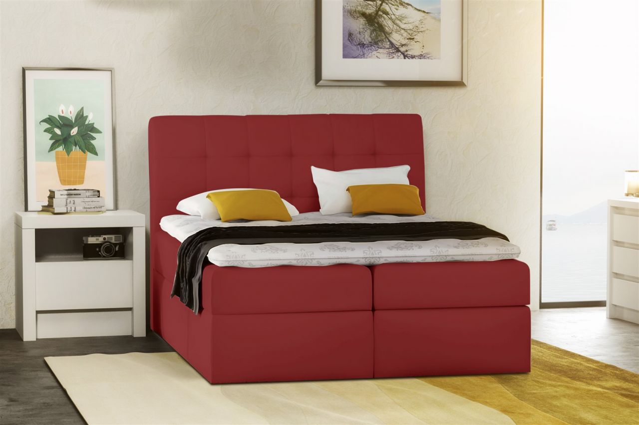 Boxspringbett Schlafzimmerbett TURIN Kunstleder Rot 120x200 cm