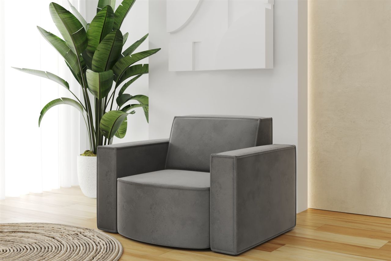 Sessel Designersessel PALMA in Stoff Opera Velvet Steel