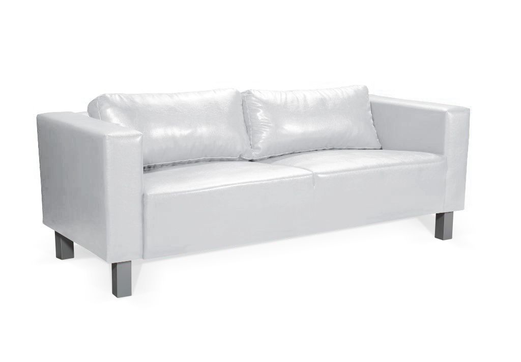 Sofa Designersofa MAILAND 3-Sitzer in Kunstleder Weiss