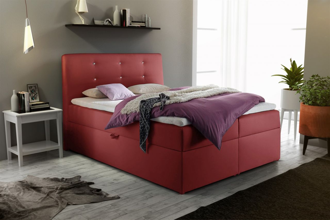Boxspringbett Schlafzimmerbett MONZA Kunstleder Rot 200x200 cm