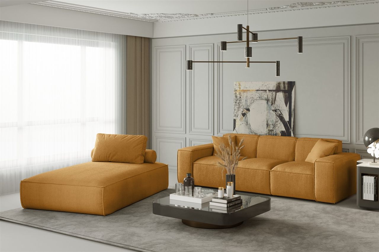 Sofa Set 2-teilig Sezlong und Sofa 3-Sitzer CELES in Stoff Scala Gelb