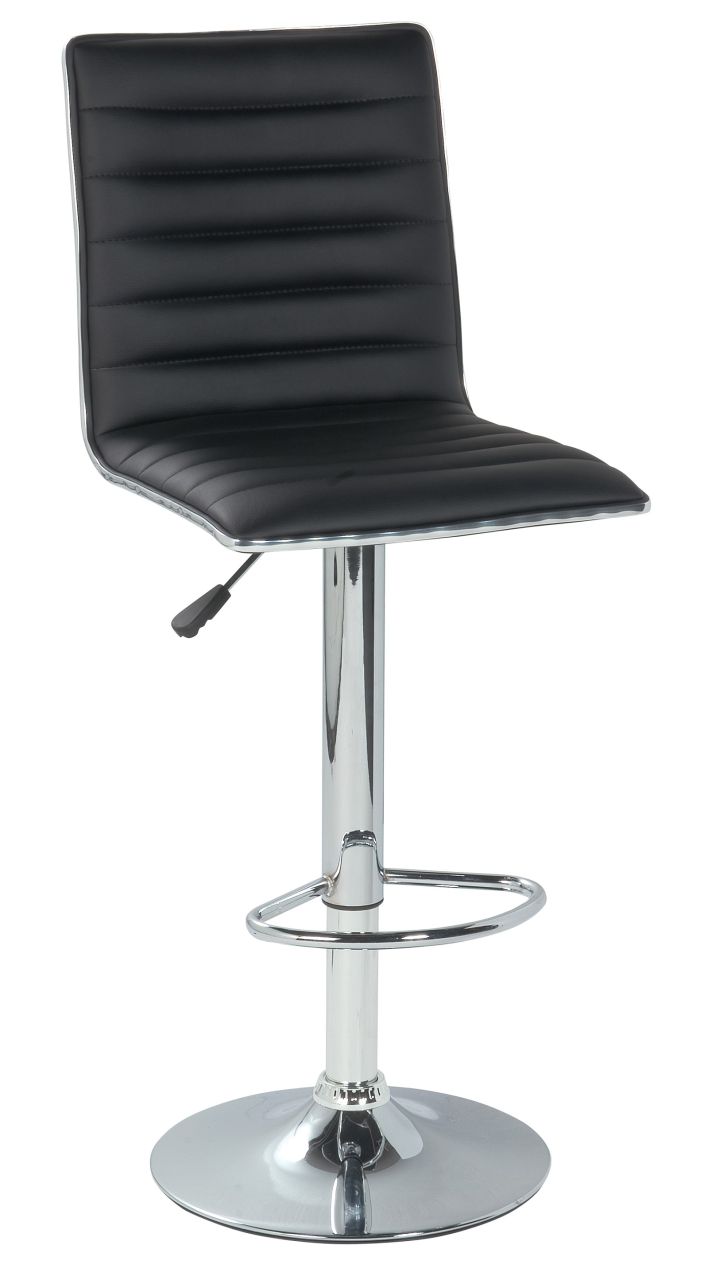 Barhocker Hocker 2er Set - ARLIN - Kunstleder Schwarz - verchromt