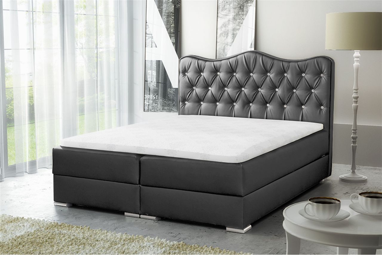 Boxspringbett Schlafzimmerbett SULTAN Kunstleder Anthrazit 100x200cm