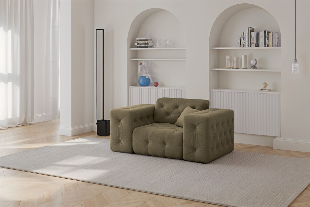 Sessel Designersessel CHANTAL in Stoff Moly Grün