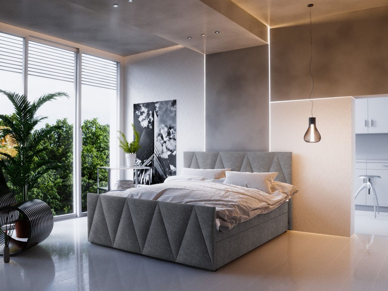 Boxspringbett Bett HUGO -Variante C- 180x200cm Grau inkl.Bettkasten