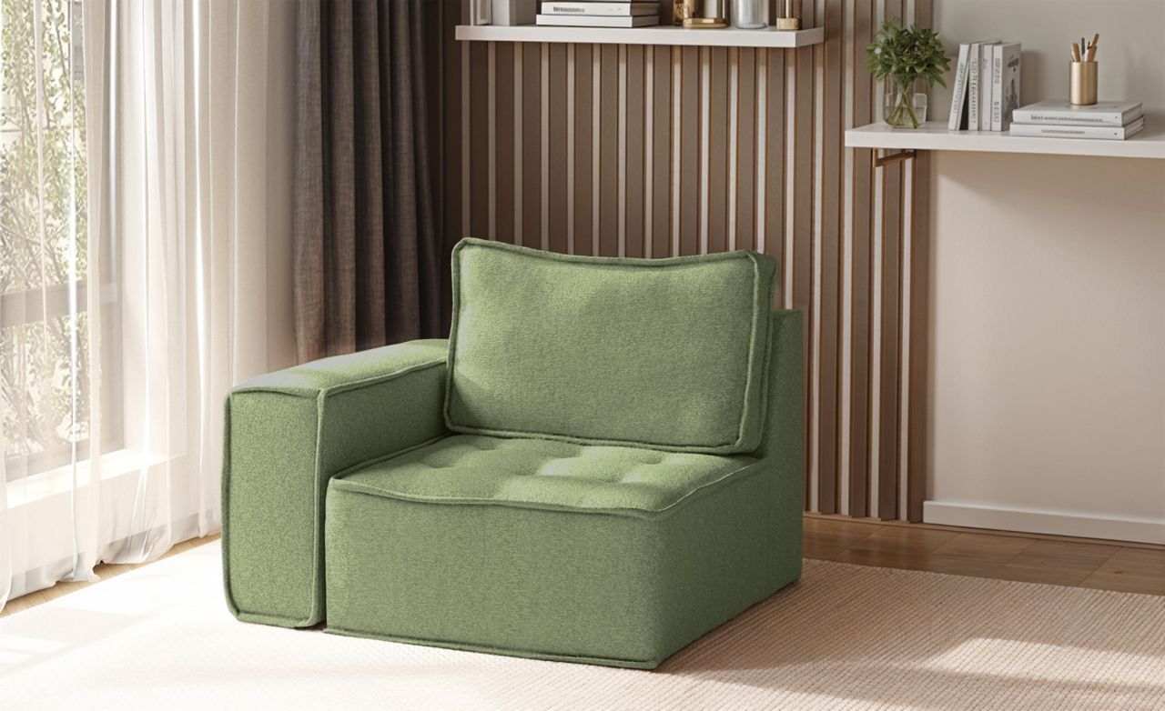 Sessel SANDE 1-Sitzer Modul Stoff Alpine Hellgrün Seite Links