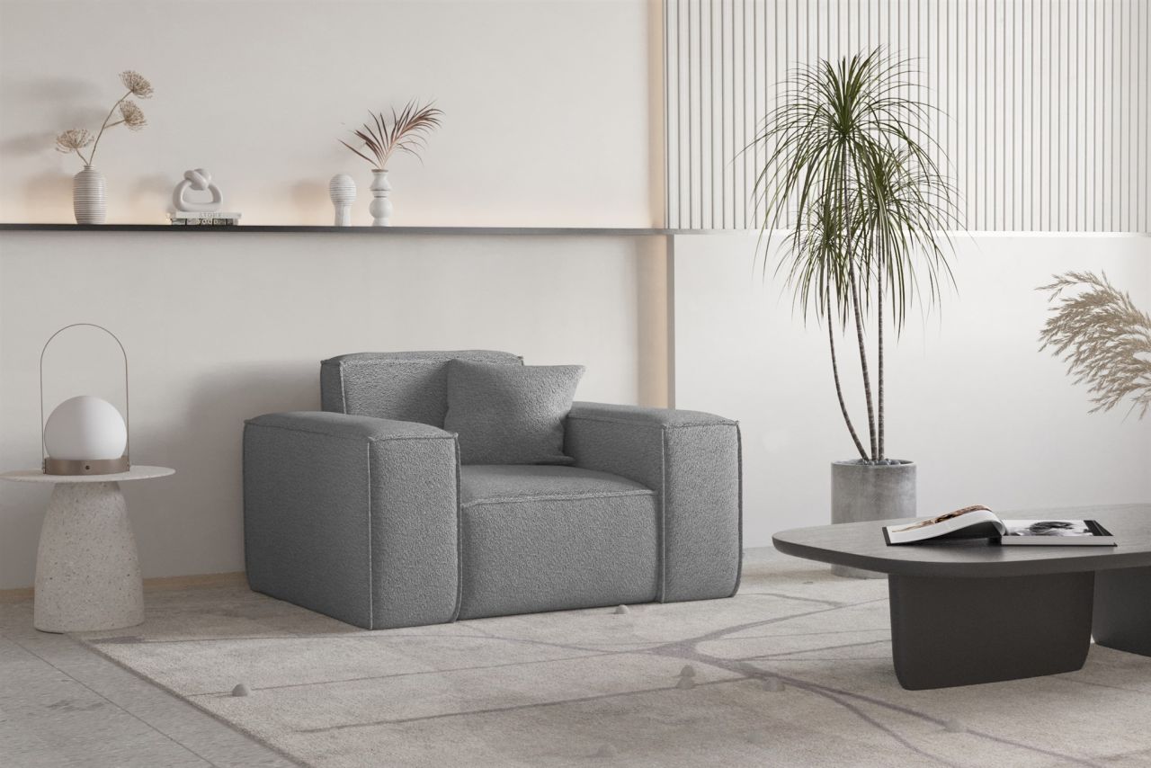 OUTLET Sessel Designersessel CELES PREMIUM in Stoff Ascot Bukla Grau