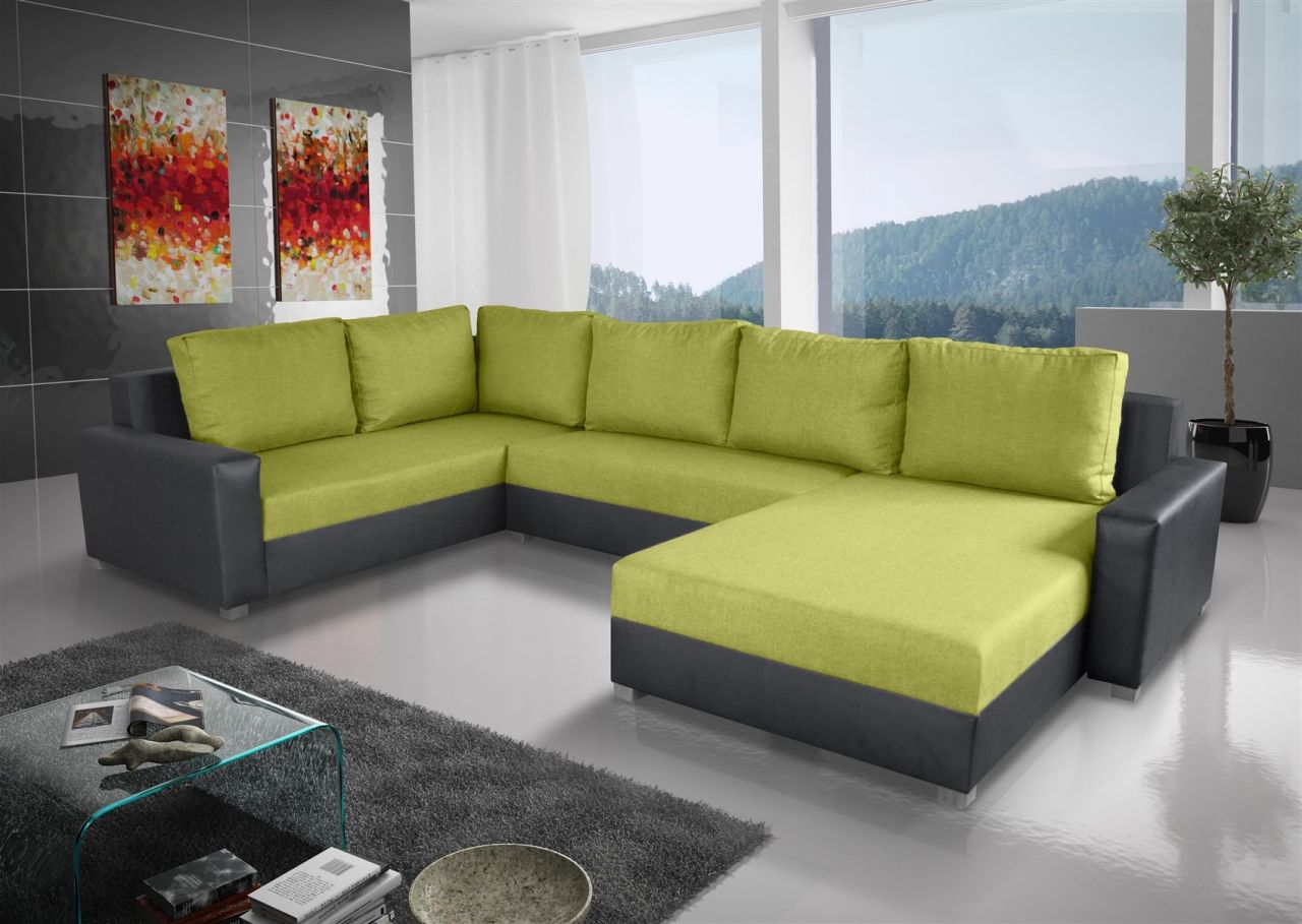 Couchgarnitur GRADO mit Schlaffunktion Otto.. Rechts Schwarz/ Limette