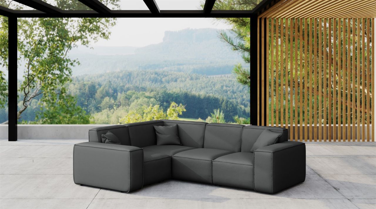 OUTLET Garten Ecksofa SUMMER wetterfester Stoff NXL Anthrazit kurzer Schenkel...