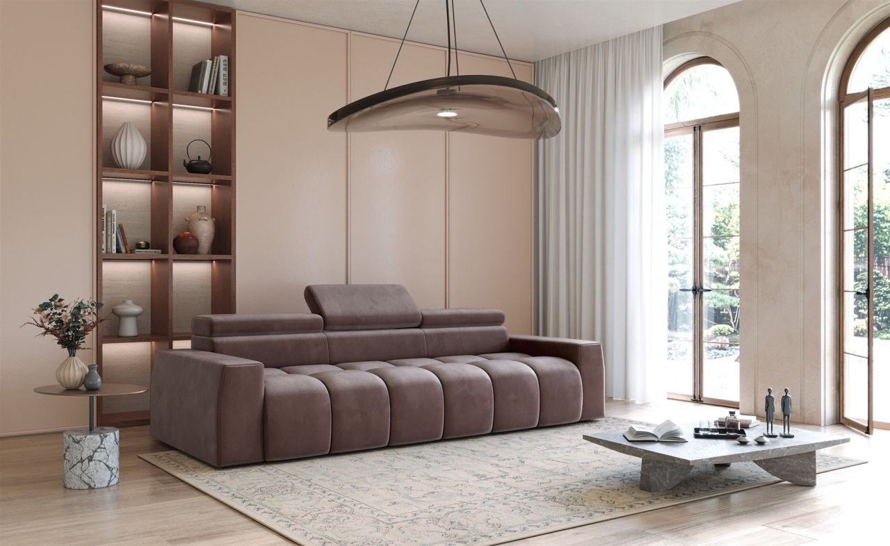 Bigsofa Couchgarnitur DARCY Megasofa in Stoff Salvador Braun