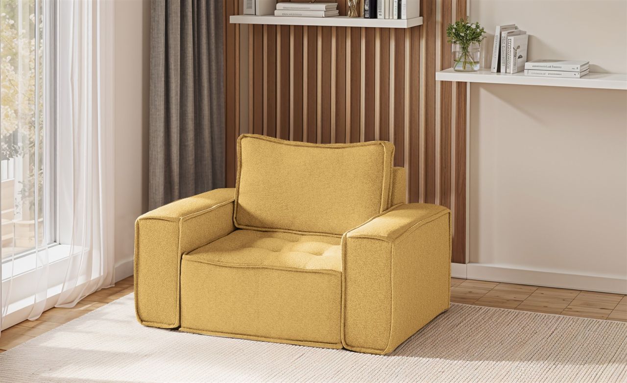 Sessel Designersessel SANDE Stoff Raven Honiggelb