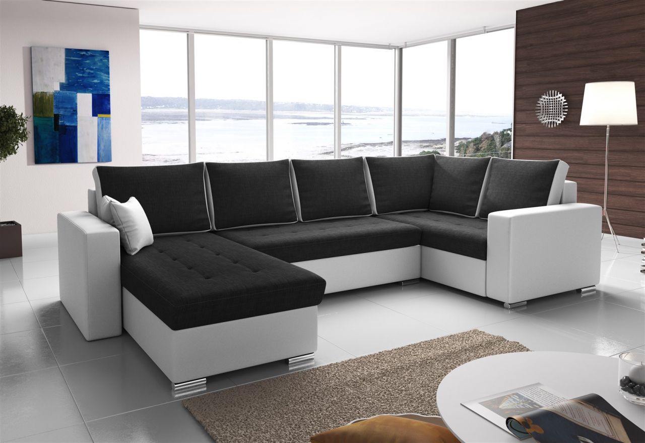 Couchgarnitur FANO mit Schlaffunktion Otto..Links Weiss/ Schwarz