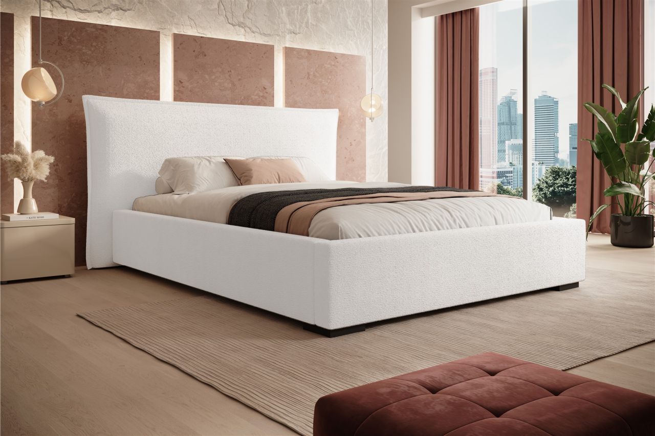 Polsterbett Bett AMADA 160x200cm in Stoff Ascot Weiß / Speed