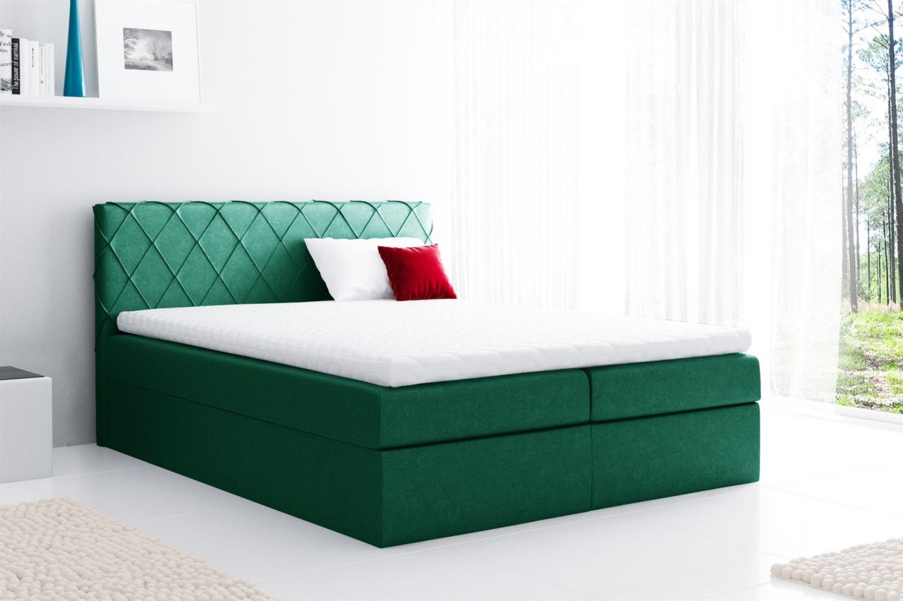 Boxspringbett Schlafzimmerbett GRETA 160x200cm Stoff Grün