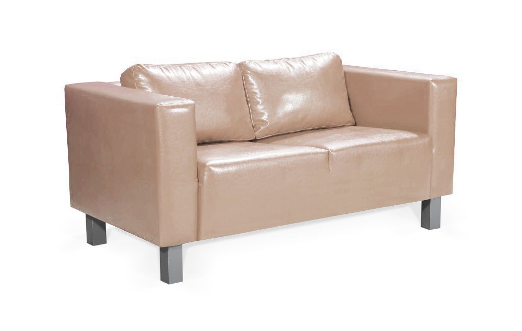 Sofa Designersofa MAILAND 2-Sitzer in Kunstleder Cappuccino