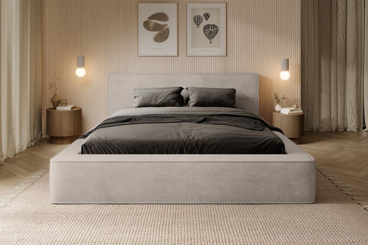 Polsterbett Bett OMAHA 160x200cm Komplettset in Stoff Macau Sand / Speed