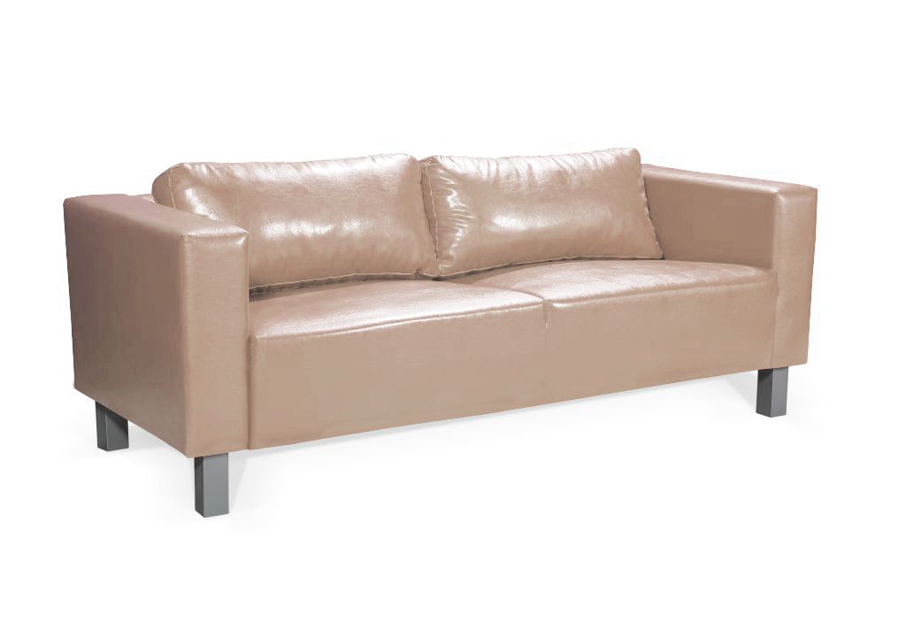 Sofa Designersofa MAILAND 3-Sitzer in Kunstleder Cappuccino