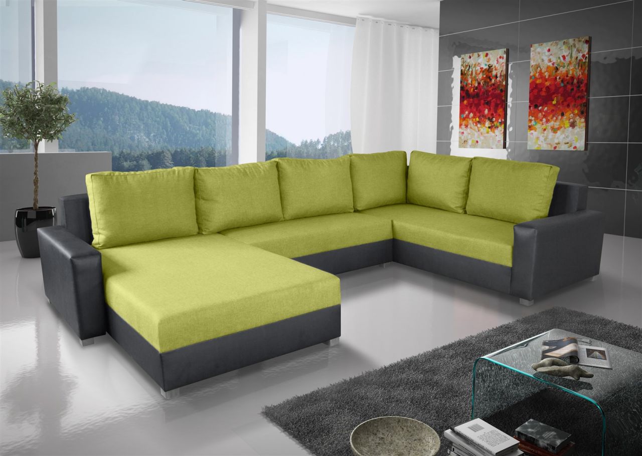 Couchgarnitur GRADO mit Schlaffunktion Otto.. Links Schwarz/ Limette
