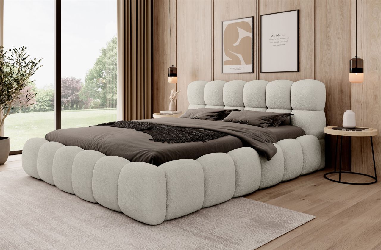 Polsterbett Bett AURELIA 140x200cm Komplettset in Stoff Ascot Beige / Speed