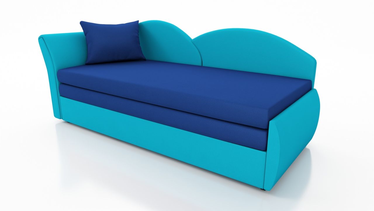 Sofa Schlafsofa inklusive Bettkasten ALINA / R- Stoff Alova Türkis / Blau