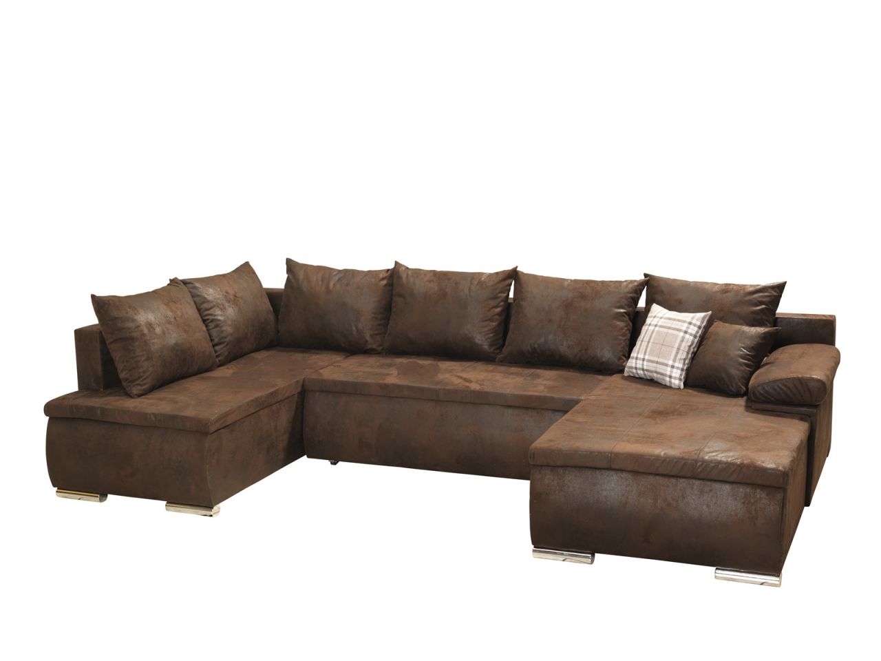 Couchgarnitur Camilla U-Form Bezug in Vintage-Braun