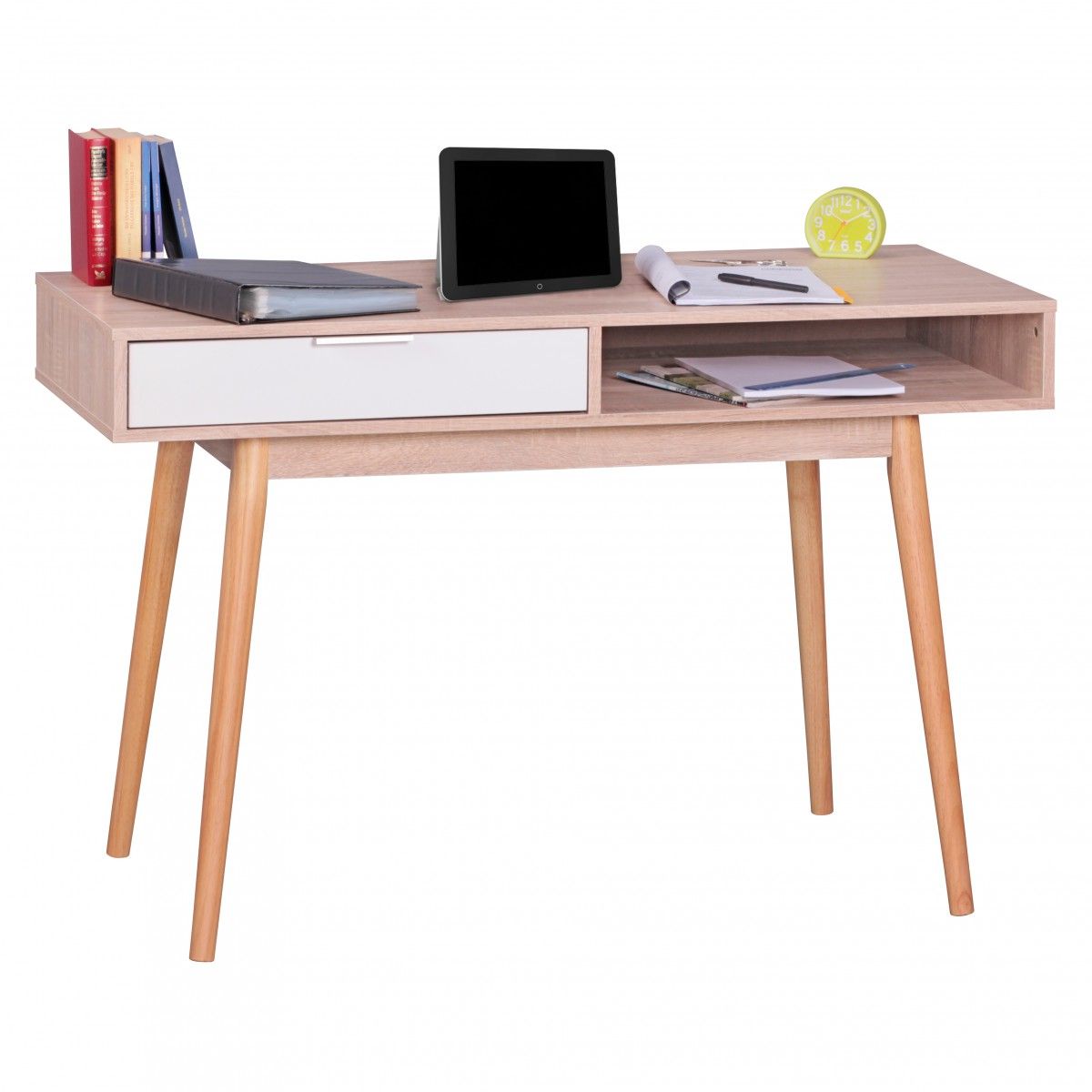 Konsole Sekretär Schreibtisch - Belimo XL - 120x79x45 cm Sonoma/Weiß