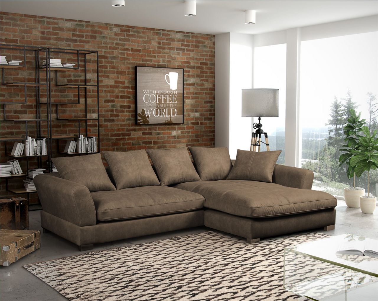 Couchgarnitur TIZIAN L-Form in Wildlederoptik-Cappuccino /Otto..Rechts