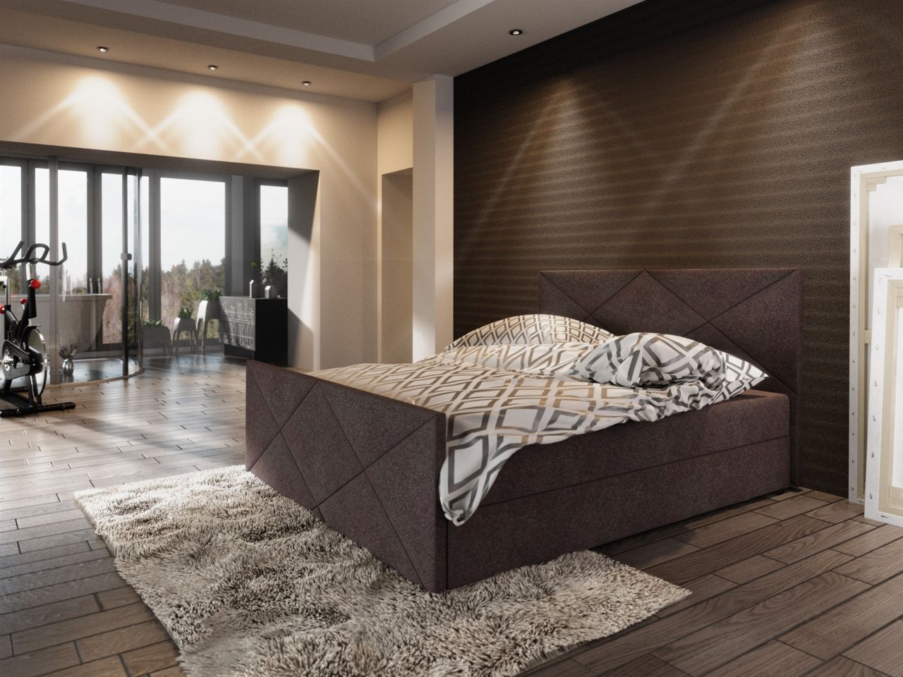 Boxspringbett Bett HUGO -Variante D- 160x200cm Braun inkl.Bettkasten