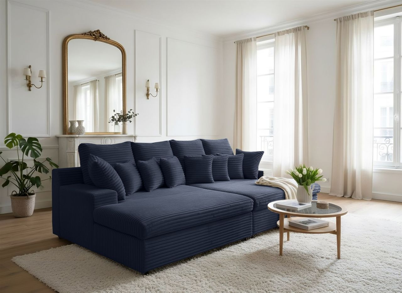 Bigsofa Couchgarnitur AROSA Megasofa in Stoff Tilia Blau
