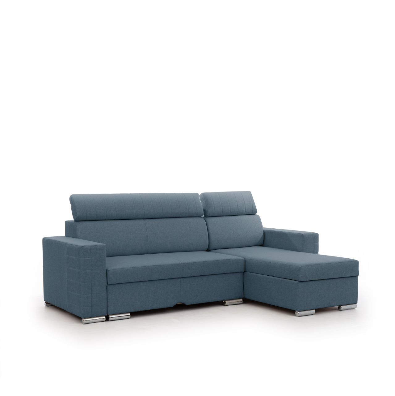Ecksofa Schlafsofa Sofa CANTON in Stoff Liverpool Azurblau Ottomane Rechts