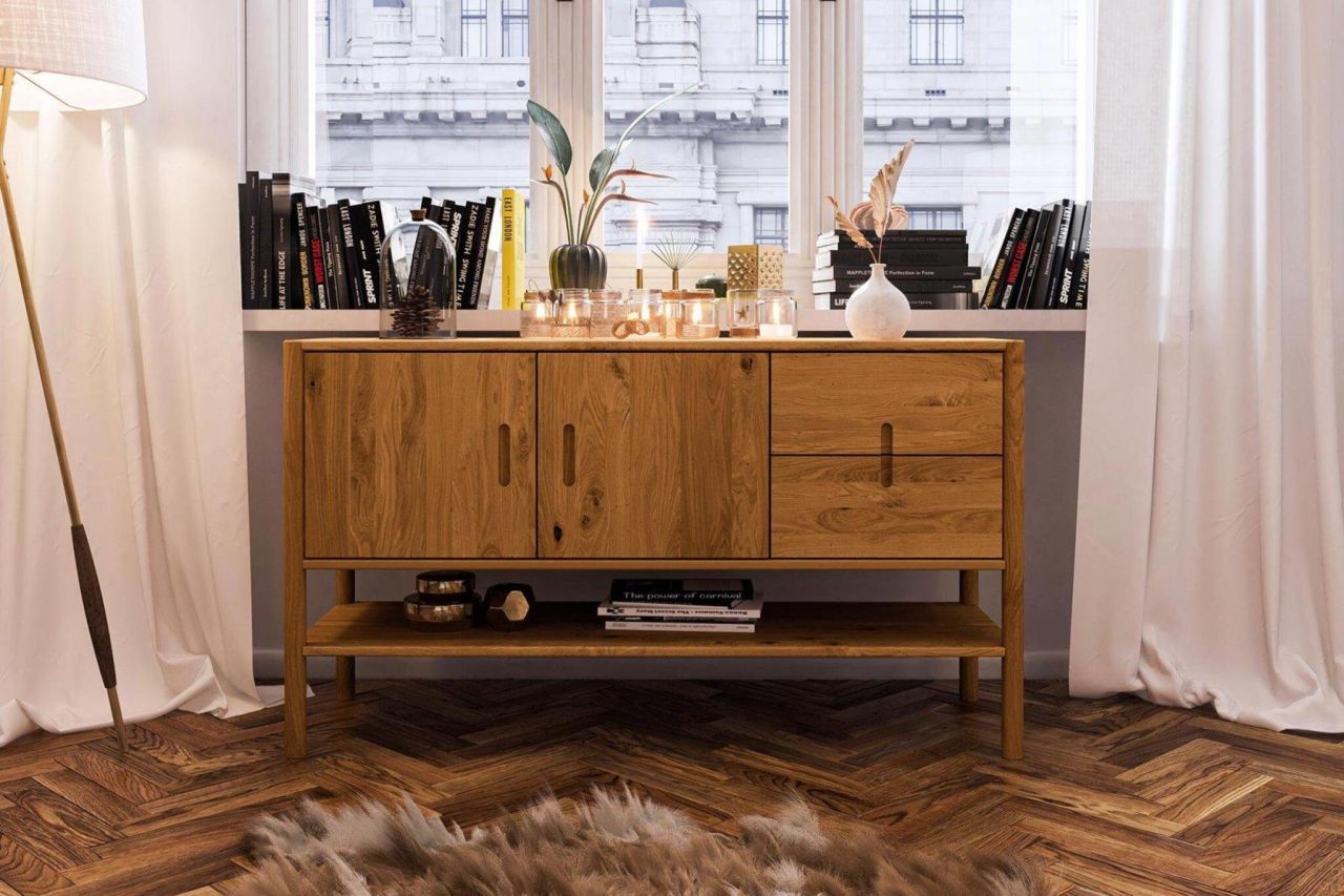 Kommode Schrank SAGA Eiche massiv 142x81x46 cm