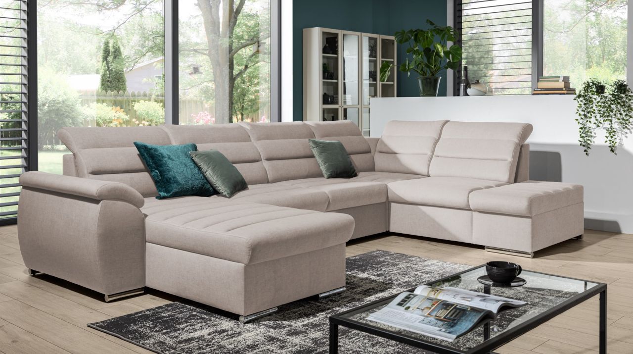 Couchgarnitur PASCARA U-Form mit Schlaffunktion-Beige /Otto.. Links