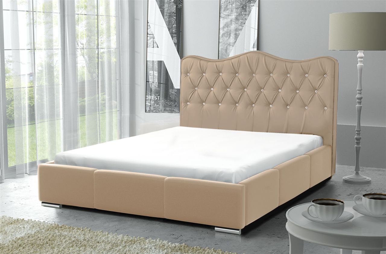 Polsterbett Bett Komplettset SULTAN Kunstleder Beige 180x200cm