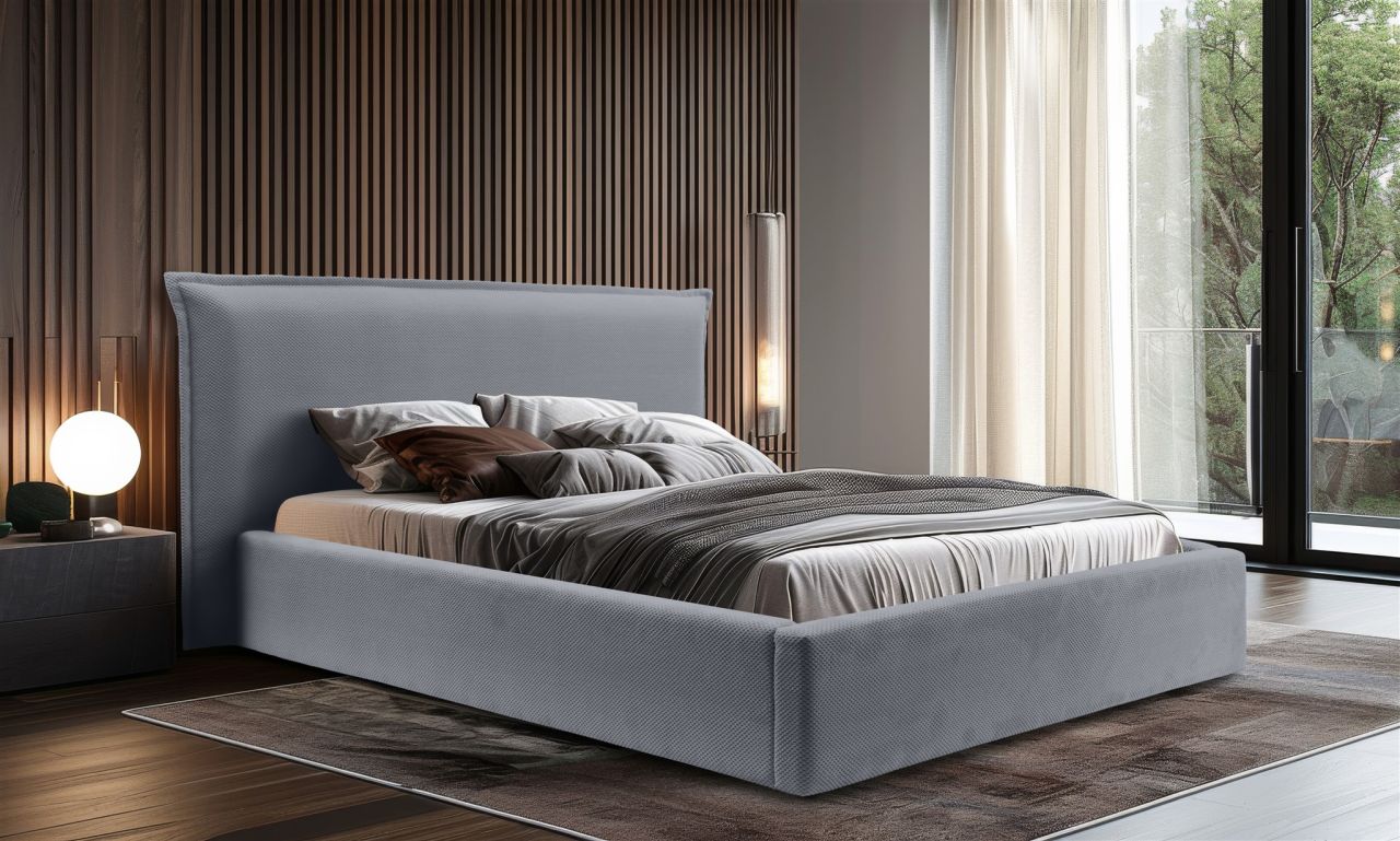 Polsterbett Doppelbett Bett AMADA 180x200cm in Stoff Pop Grau