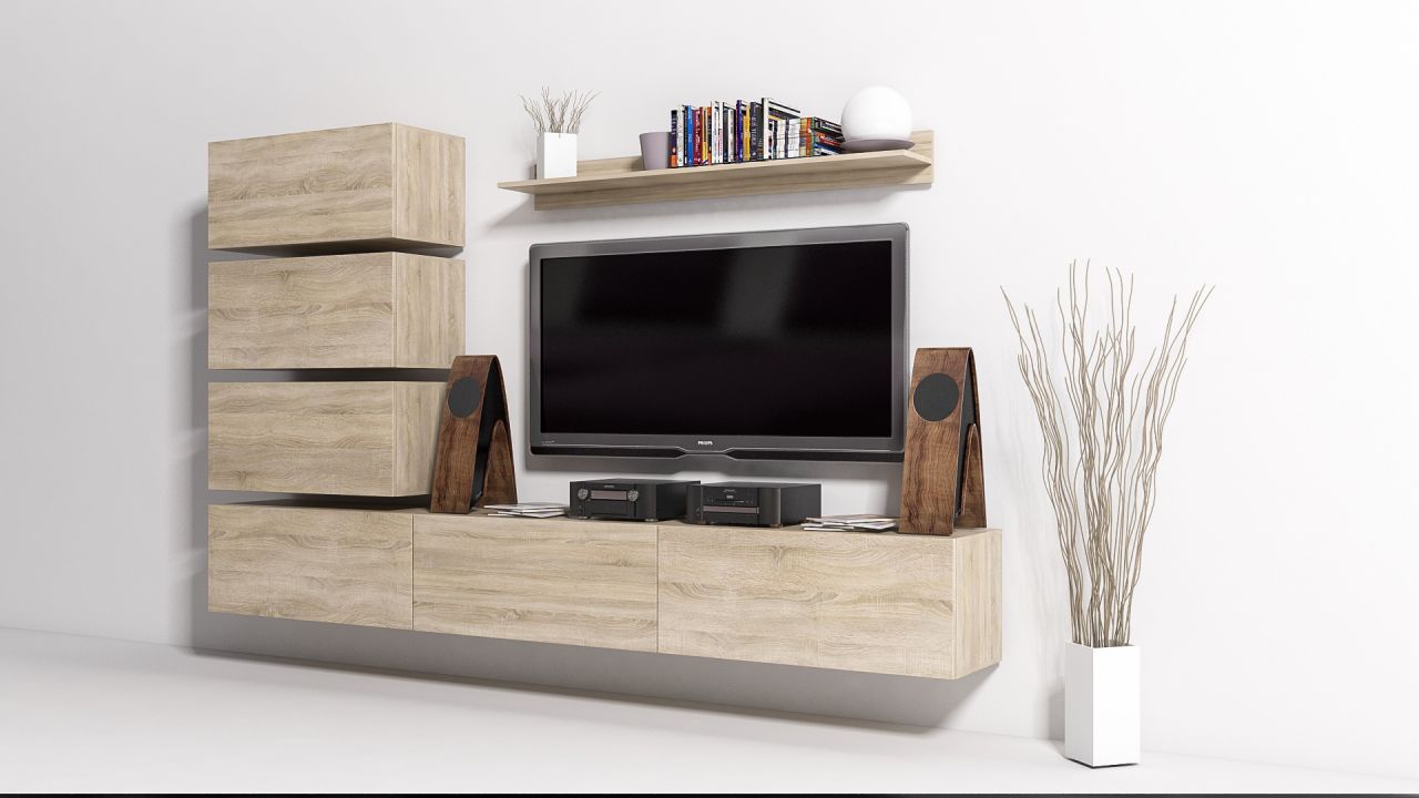 Mediawand Wohnwand 7 tlg CONVERT Nr.5 Sonoma matt