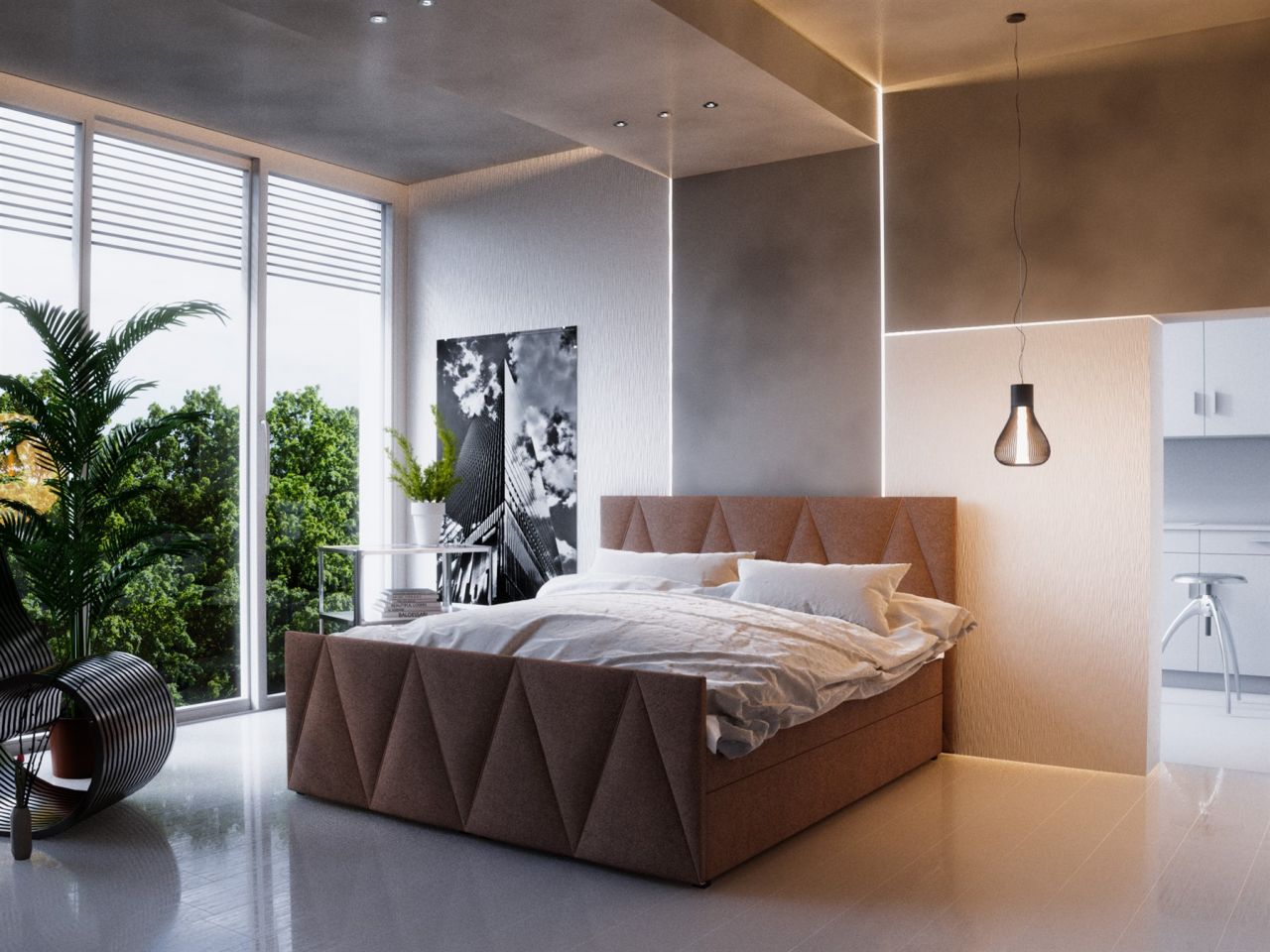 Boxspringbett Bett HUGO -Variante C- 180x200cm Braun inkl.Bettkasten