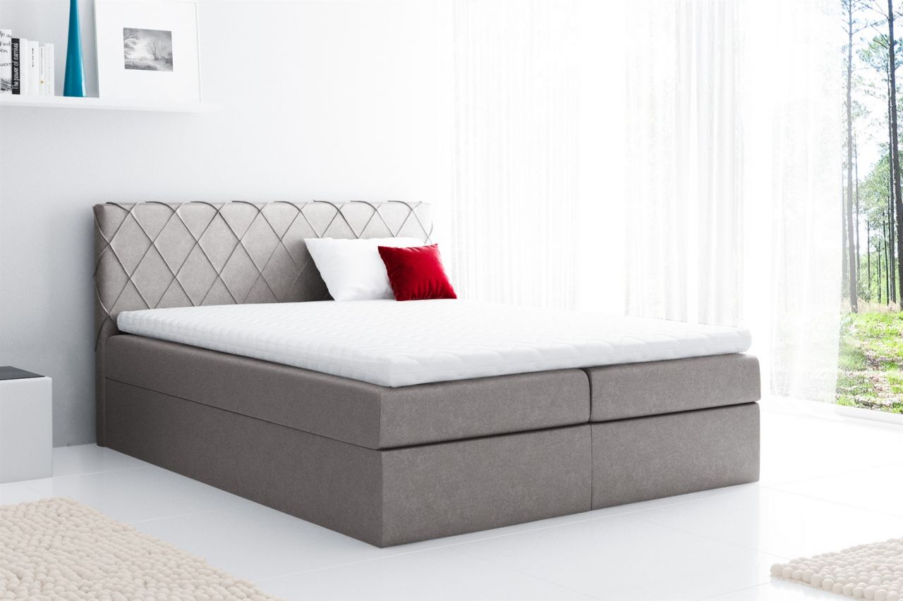 Boxspringbett Schlafzimmerbett GRETA 120x200cm Stoff Grau