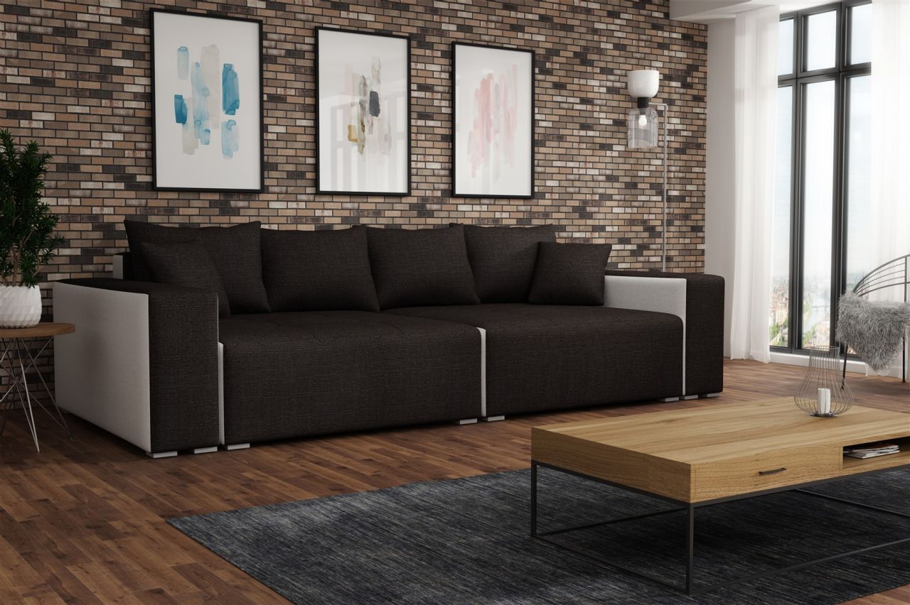 Big Sofa Couchgarnitur REGGIO Megasofa mit Schlaffunktion Weiss-Anthrazit