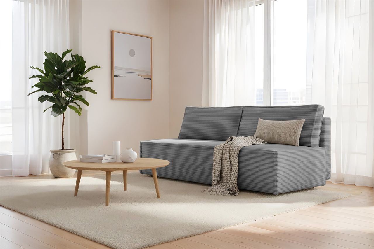 Sofa 3-Sitzer AMANDA mit Schlaffunktion in Stoff Poso Grau / Speed