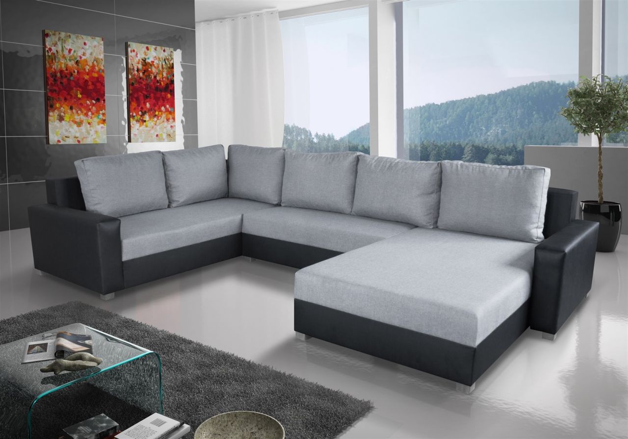 Couchgarnitur GRADO mit Schlaffunktion Otto.. Rechts Schwarz/ Hellgrau