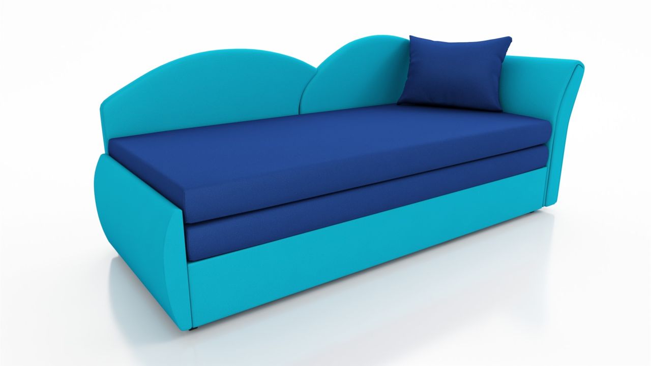 Sofa Schlafsofa inklusive Bettkasten ALINA / L- Stoff Alova Türkis / Blau