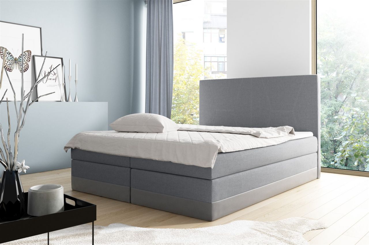 Boxspringbett Schlafzimmerbett VELARO 140x200cm Grau