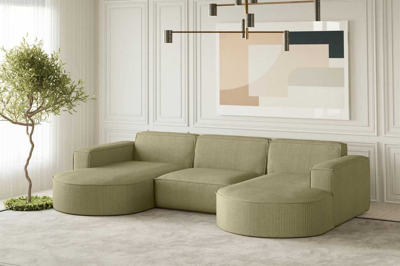 Wohnlandschaft U-Form Sofa PALMA in Stoff Scala Kiwi